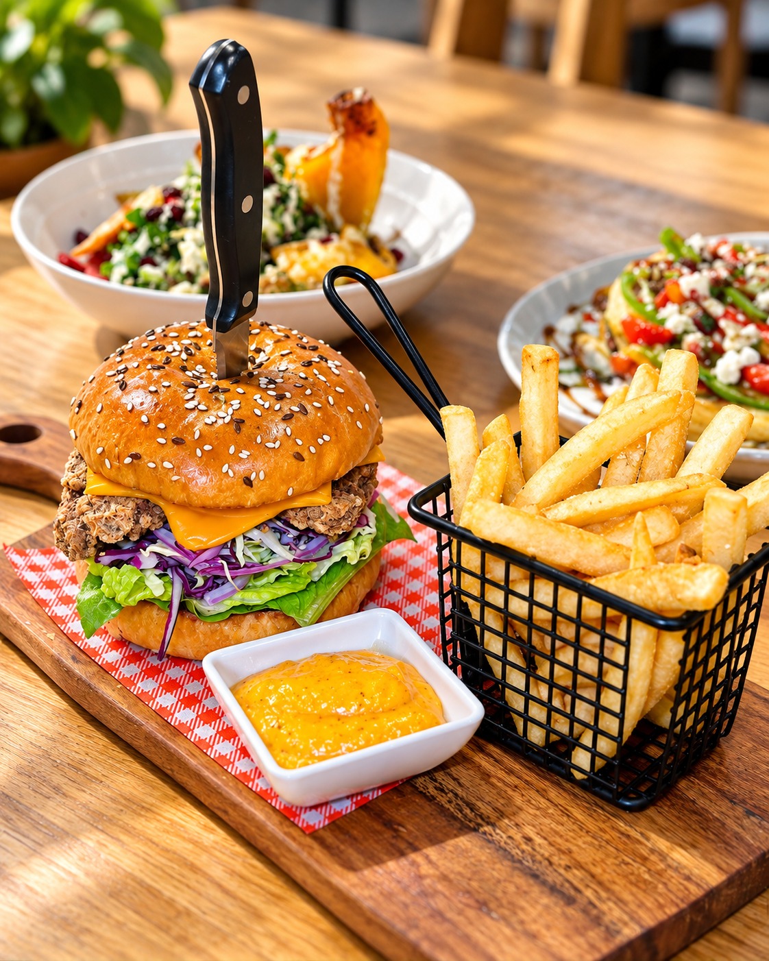 Burger and fries